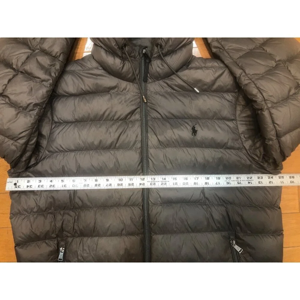 Polo Ralph Lauren Packable Hooded Down Puffer Charcoal Gray Jacket Size XL